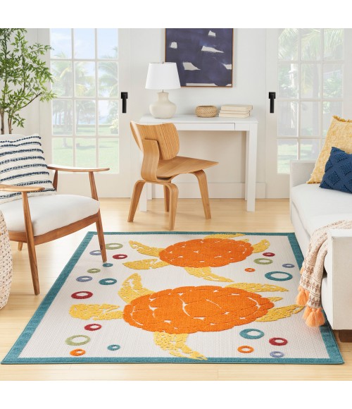 Nourison Aloha Area Rug ALH27 Teal Multi