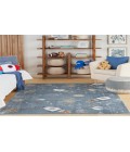 Nourison Astra Machine Washable Blue Multicolor ASW18 5 ft. 3 in. X 7 ft. Rectangle Rug