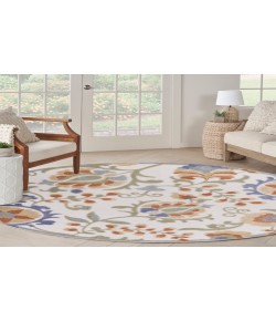 Nourison Aloha Ivory Blue ALH17 5 ft. 3 in. Round Rug
