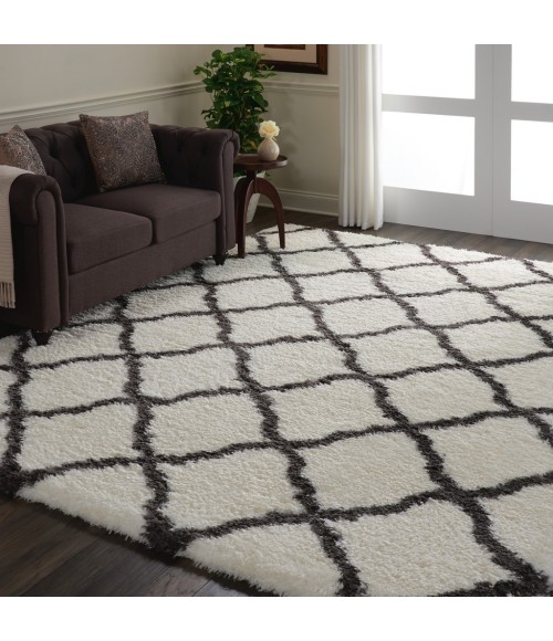 Nourison ULTRA PLUSH SHAG Area Rug Nourison Ultra Plush Shag Area Rug ULP02-Ivory/Charcoal