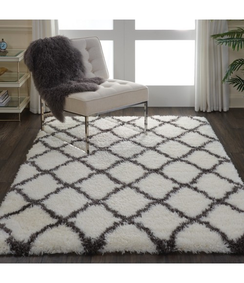 Nourison ULTRA PLUSH SHAG Area Rug Nourison Ultra Plush Shag Area Rug ULP02-Ivory/Charcoal