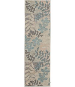 Nourison Tranquil(Traql) - Tra01 Ivory Light Blue Area Rug 2 ft. 3 X 7 ft. 3 Rectangle