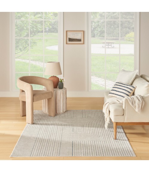 Nourison Home Washable Decor Cream Blue Rug WSD11 5 ft. 3 in. X 7 ft. Rectangle - Rugs Town Nourison Home Washable Decor Cream Blue WSD11 5 ft. 3 in. X 7 ft. Rectangle Rug