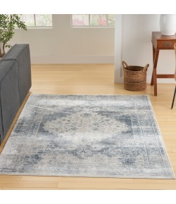 Nourison Astra Washables - Asw11 Blue Ivory Area Rug 6 ft. 7 in. X 9 ft. Rectangle