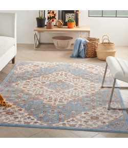 Nourison Elation - Etn08 Ivory Blue Area Rug 4 ft. X 6 ft. Rectangle