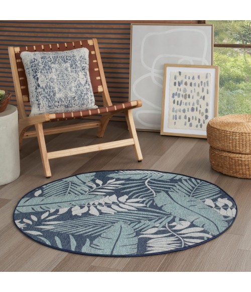 Nourison Home Garden Oasis Navy GOA02 4 ft. Round Rug