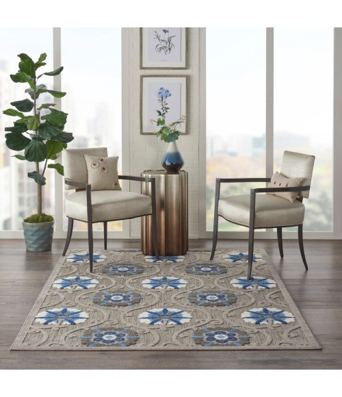 Nourison Aloha Area Rug ALH19 Grey/Blue 5'3" x 7'5"