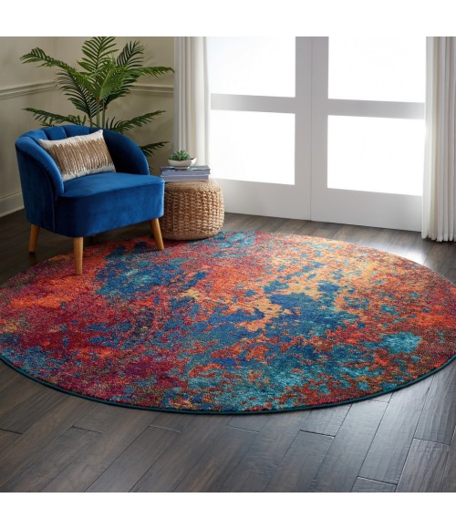 Nourison CELESTIAL Area Rug Nourison Celestial Round Area Rug CES08-Atlantic