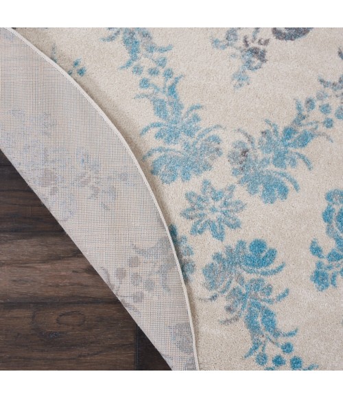 Nourison Tranquil Round Area Rug TRA09-Ivory/Turquoise