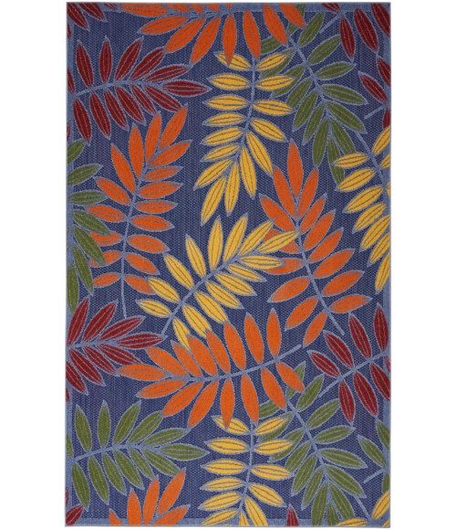 Nourison Aloha Navy Multicolor ALH18 5 ft. 3 in. X 7 ft. 5 in. Rectangle Rug