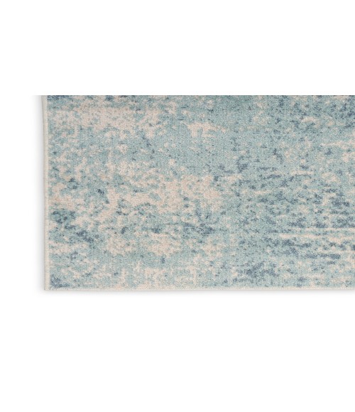Nourison Astra Machine Washable Blue Ivory ASW07 2 ft. 2 in. X 8 ft. Rectangle Rug