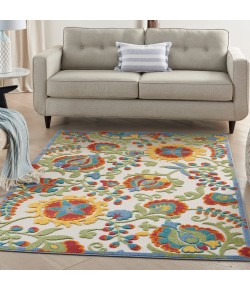 Nourison Aloha - Alh17 Ivory Multicolor Area Rug 5 ft. 3 X 7 ft. 5 Rectangle