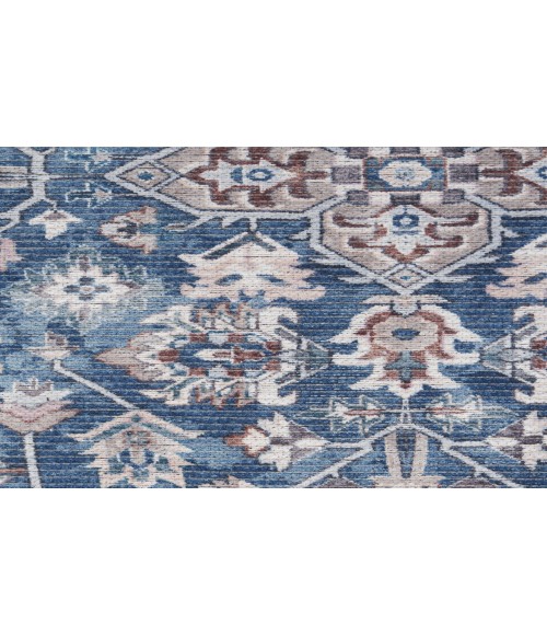 Nicole Curtis Machine Washable Series 1 Navy Ivory SR104 7 ft. 10 in. Round Rug