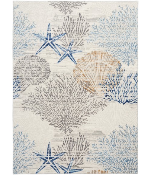 Nourison Pompeii Ivory Grey Blue PMP04 6 ft. X 9 ft. Rect. Rug