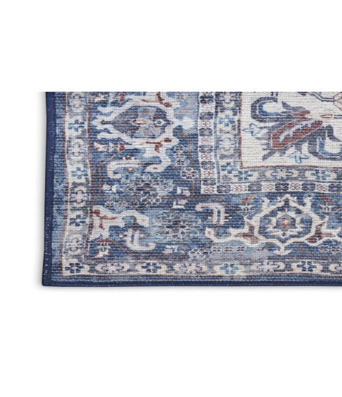 Nicole Curtis Machine Washable Series 1 Navy Ivory SR104 2 ft. 2 in. X 8 ft. Rectangle Rug