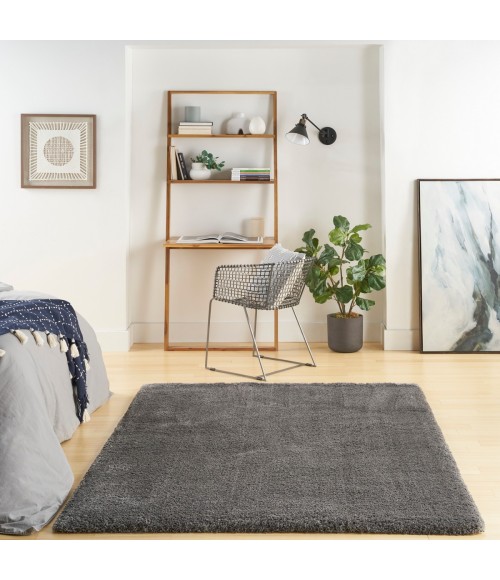 Nourison Luxurious Shag Grey LXR05 4 ft. X 6 ft. Rect. Rug