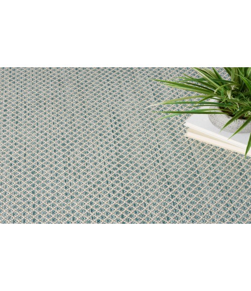Nourison Courtyard Ivory Aqua COU01 5 ft. Round Rug