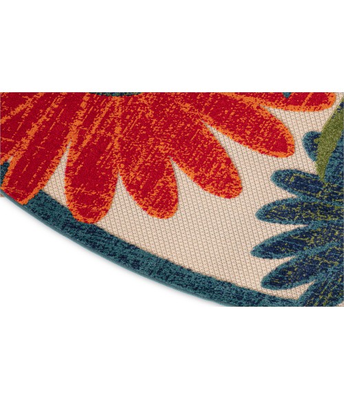 Nourison Aloha Ivory Multicolor ALH33 5 ft. 3 in. Round Rug