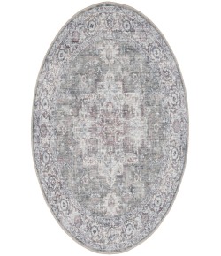 Nicole Curtis Machine Washable Series 1 Ivory Grey SR101 5 ft. 3 in. Round Rug
