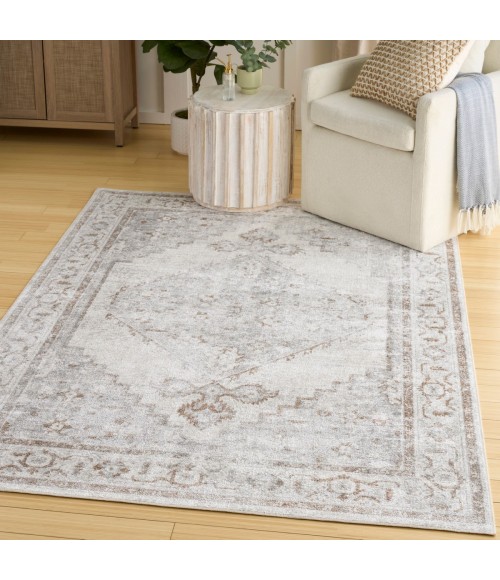 Nourison Astra Machine Washable Grey ASW11 5 ft. 3 in. X 7 ft. Rect. Rug