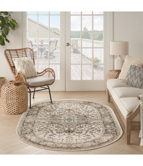 Nourison Concerto Ivory Grey CNC05 6 ft. X 9 ft. Oval Rug