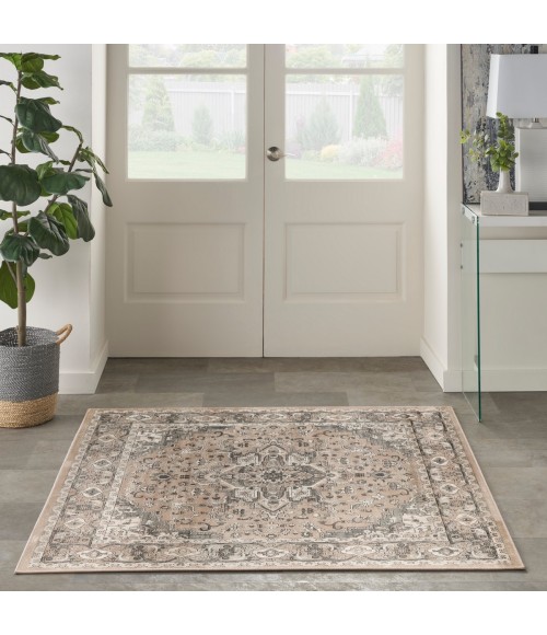 Nourison Quarry Beige Grey QUA05 5 ft. X Square Rug