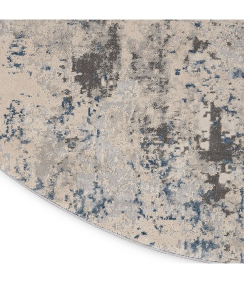 Nourison Rustic Textures Area Rug RUS07 Ivory Grey Blue 5'3" Round
