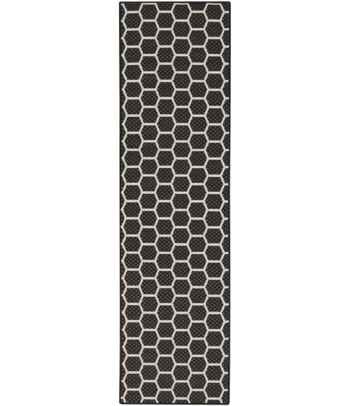 Nourison Reversible Indoor Outdoor Black RVB01 2 ft. X 6 ft. Rect. Rug