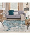 Nourison Maxell Area Rug MAE08 Ivory/Teal 6' x 9'