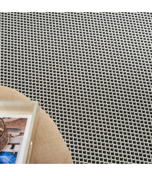 Nourison Courtyard Black White COU01 9 ft. X 12 ft. Rect. Rug