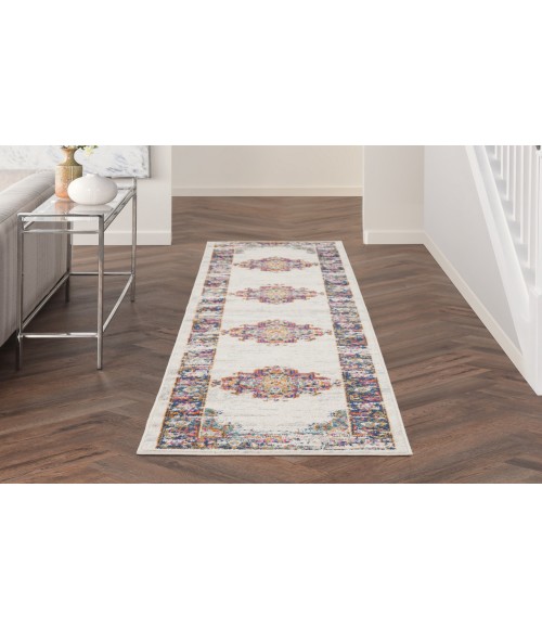 Nourison Passion Ivory Blue PSN03 2 ft. 2 in. X 10 ft. Rectangle Rug