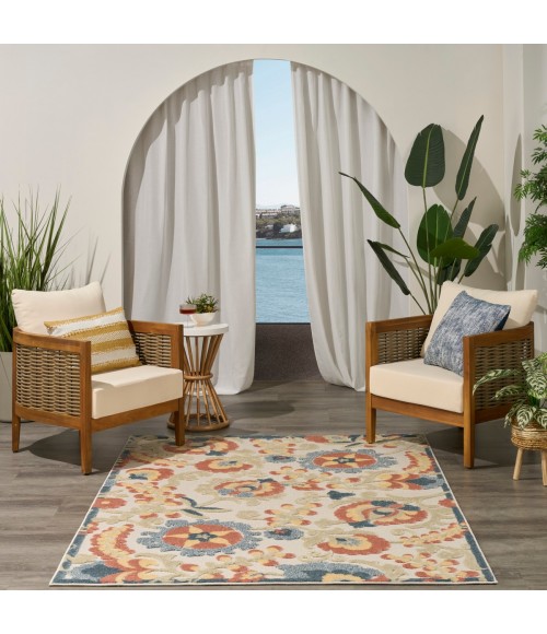 Nourison Aloha Grey Multicolor ALH17 5 ft. 3 in. X 7 ft. 5 in. Rect. Rug