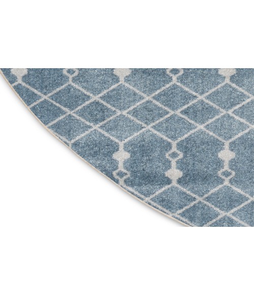 Nourison Astra Machine Washable Blue ASW10 5 ft. 3 in. Round Rug