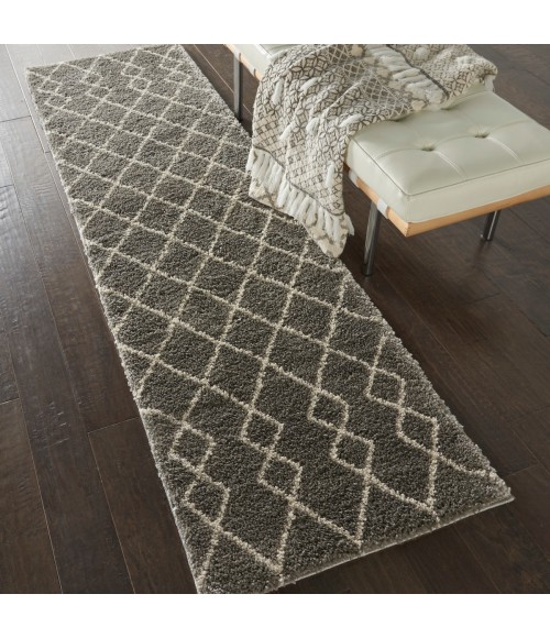 Nourison Geometric Shag Silver GOS01 2 ft. 2 in. X 7 ft. 6 in. Rect. Rug