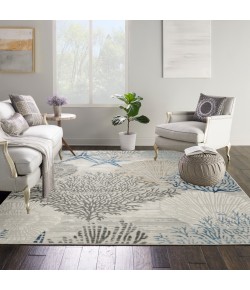 Nourison Pompeii Ivory Grey Blue PMP04 5 ft. 3 in. X Square Rug