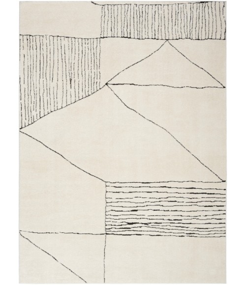 Nourison Cozy Modern Ivory Black Rug CMD02 5 ft. 3 in. X 7 ft. Rect. - Rugs Town Nourison Cozy Modern Ivory Black CMD02 5 ft. 3 in. X 7 ft. Rect. Rug