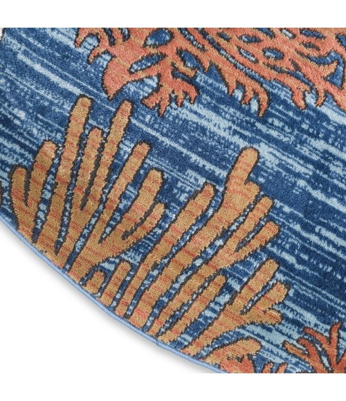 Nourison Seaside Blue Multicolor SDS04 8 ft. X Round Rug