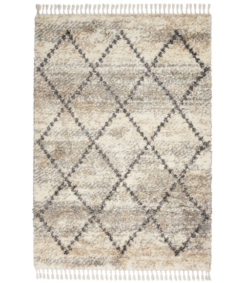 Nourison Scandinavian Shag Ivory/Grey SCN01 4 ft. X 6 ft. Rect. Rug