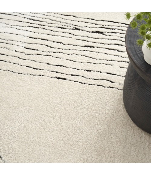 Nourison Cozy Modern Ivory Black Rug CMD02 5 ft. 3 in. X 7 ft. Rect. - Rugs Town Nourison Cozy Modern Ivory Black CMD02 5 ft. 3 in. X 7 ft. Rect. Rug