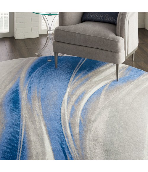 Nourison Twilight Round Area Rug TWI28 Ivory Grey Blue 8' Round