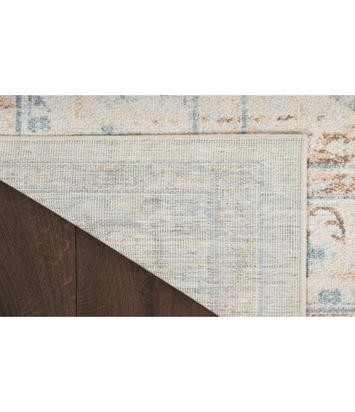 Nourison Astra Machine Washable Ivory Blue ASW13 2 ft. 2 in. X 10 ft. Rectangle Rug