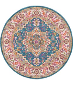 Nourison Passion - Psn20 Teal Multicolor Area Rug 5 ft. 3 in. X Round