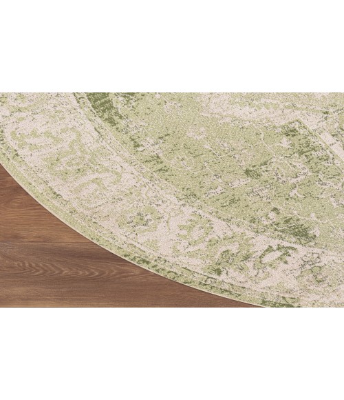 Nourison Astra Machine Washable Ivory Green ASW12 7 ft. 10 in. Round Rug