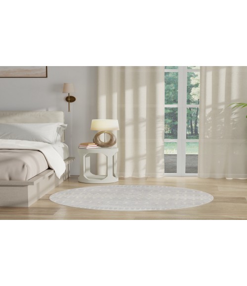 Nourison Astra Machine Washable Grey ASW10 4 ft. Round Rug