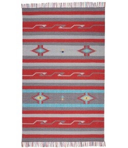 Nourison Baja - Baj01 Grey Red Area Rug 3 ft. 6 X 5 ft. 6 Rectangle