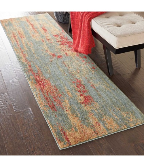 Nourison SOMERSET Area Rug Nourison Somerset Runner Area Rug ST91-Teal/Multicolor