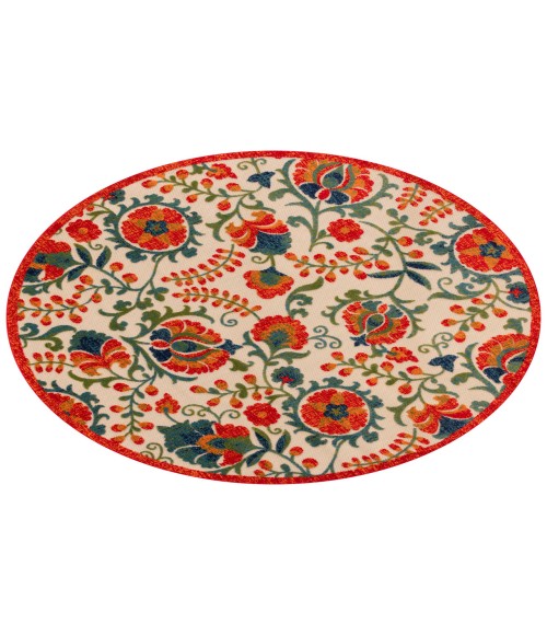 Nourison Aloha Red Multicolor ALH17 5 ft. 3 in. Round Rug