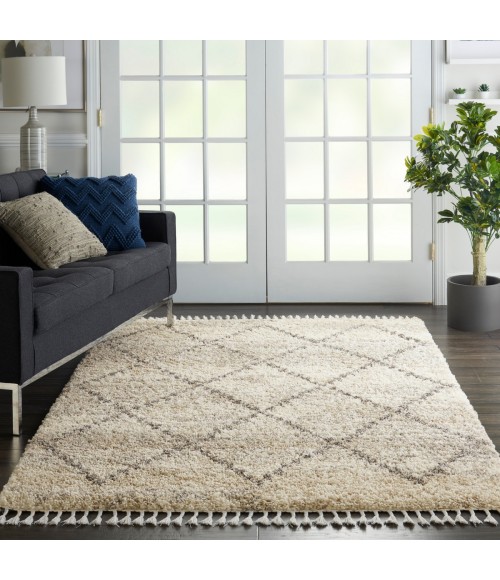 Nourison Scandinavian Shag Ivory/Grey SCN01 4 ft. X 6 ft. Rect. Rug