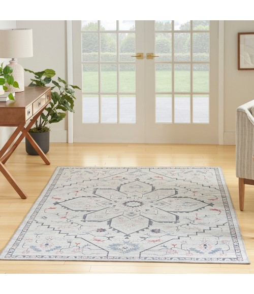 Nicole Curtis Machine Washable Series 1 Area Rug SR110 Ivory Blue