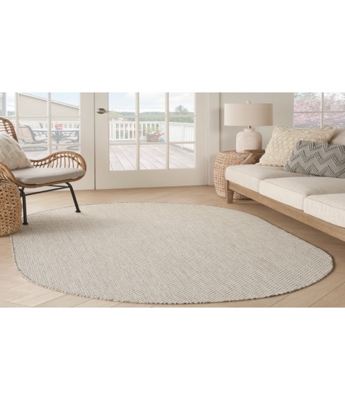 Nourison Courtyard Ivory Silver COU01 6 ft. X 9 ft. Oval Rug